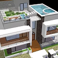 Modern Two Story Detached Villa With Large Windows Balconies And Stone Accents