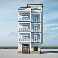 Modern Detached Villa Exterior With Multiple Balconies Large Windows And Wooden Door