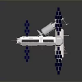 Detailed Space Station Model With Blue Solar Panels And Modular Structure