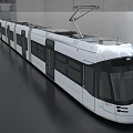 Modern White Tram Featuring Streamlined Exterior Design And Large Windows For Urban Transit