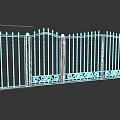 White Residential Fence with Gate Spiked Top and Ornate Decorative Patterns