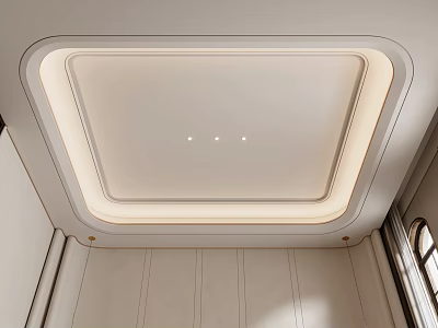 Modern Minimalist Ceiling Design With Recessed Lighting And Frame Detail 3d model