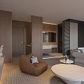 Modern Bedroom Interior Design With Gray Sofa Bed Coffee Table And Large Window