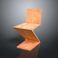 Modern Orange Wooden Chair With Unique Folded Design And Sleek Structure