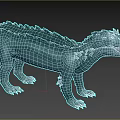 Crocodile Like Aquatic Reptile With Scaly Body Open Mouth And Sharp Teeth On Blue Background