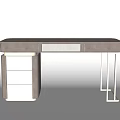 Modern Elegant Dressing Table With Silver Metal Frame Drawers And Storage Cabinet