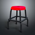 Red Padded Bar Stool With Black Metal Frame For Modern Home Use