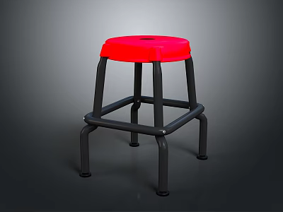 Red Padded Bar Stool With Black Metal Frame For Modern Home Use 3d model