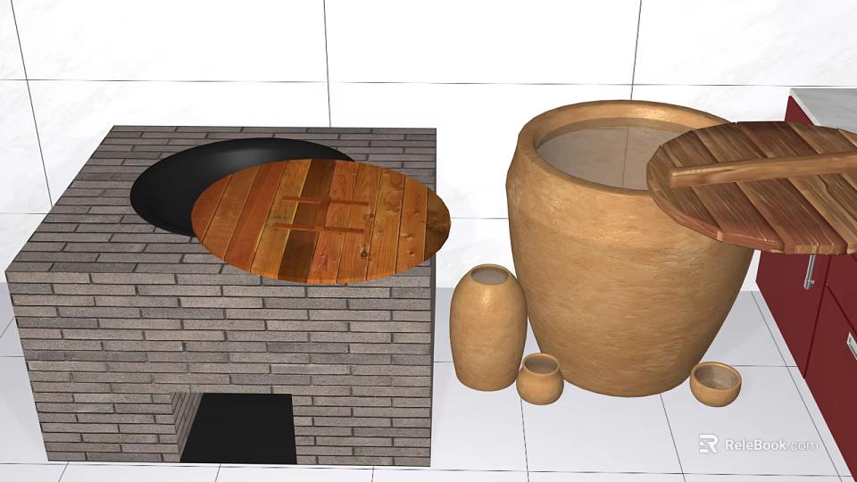 Modern Kitchen Cabinets With Wooden Design And Spacious Storage Solutions 3d model