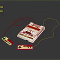 Red And White Retro Game Console With Two Connected Controllers Classic Design