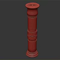 Ancient Ornate Stone Column With Carved Floral Patterns And Layered Design 3d model