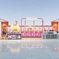Claw Machine Mall Store With Pink Machines Counter Display Shelves And Bright Cartoon Interior