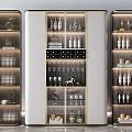 Elegant Modern Wine Cabinet Design With Glass Doors Wine Bottles And Decorative Items