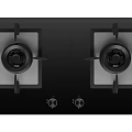Modern Kitchen Appliance Black Glass Gas Cooktop With Two Burners And Knob Controls