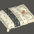 Elegant Beige Bedding Set With Floral Pattern Frilled Edges And Decorative Pillows