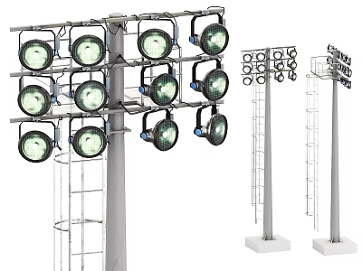 Public Facility Outdoor High Mast Lights With Metal Brackets And Multiple Lamps 3d model