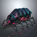 Colorful Insect Like Game Movie Character With Multiple Legs Glowing Red Parts And Metallic Exoskeleton