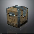 Fragile Box With Metal Reinforcements Worn Surface And Reflective Base