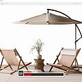 Outdoor Leisure Chair Outdoor Table and Chair Rattan Chair Sunshade 3d model