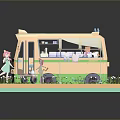 Delicious Outdoor Picnic Food Setup Near Camper Van With Green Grass And Flowers