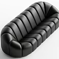 Black Leather Sectional Sofa with Modern Wave Stitching Design for Living Room Interior 3d model