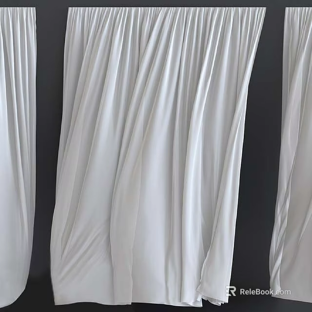 White Curtains Featuring Soft Fabric Elegant Drapes And Smooth Texture For Home Interior 3d model 
