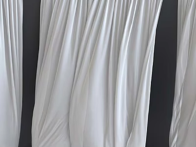 White Curtains Featuring Soft Fabric Elegant Drapes And Smooth Texture For Home Interior 3d model
