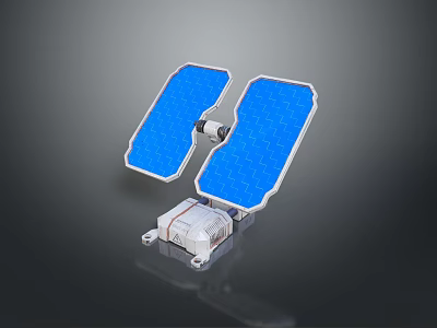 Detailed Satellite Model With Blue Solar Panels White Body And Structure 3d model