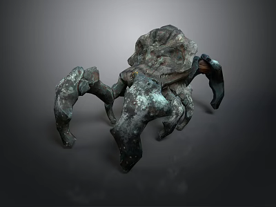 3D Rendered Mythical Creature Sculpture With Rough Textured Surface And Multiple Limbs 3d model