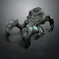 3D Rendered Mythical Creature Sculpture With Rough Textured Surface And Multiple Limbs