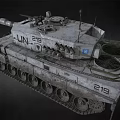 Military Tank LUN 219 with Long Gun Barrel Heavy Duty Tracks and Gray Exterior