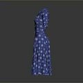 Blue With White Dots Long Sleeve Dress Featuring Button Front And Classic Style