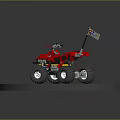 Red Building Blocks Off-Road Vehicle Model With Large Wheels And Decorative Flag