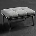 Modern Gray Tufted Sofa Stool With Comfortable Padded Seat And Black Metal Legs
