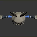 Cartoon Rabbit Character In Blue Police Uniform With Long Ears Arms Outstretched