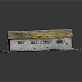 Cartoon Scene Featuring Old Barn Model With Mossy Roof Wooden Door Windows And Grass
