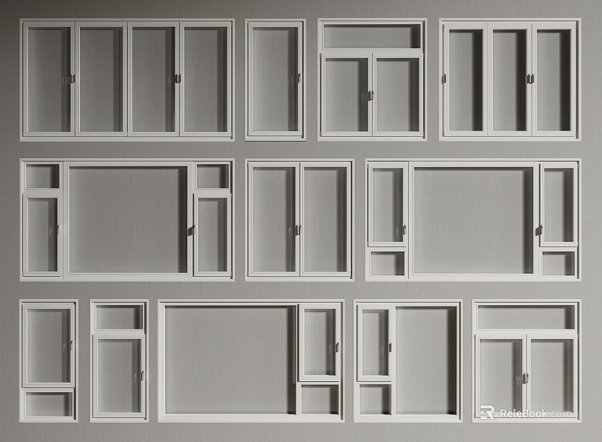 White Kitchen Cabinet Doors With Various Designs And Panel Styles 3d model