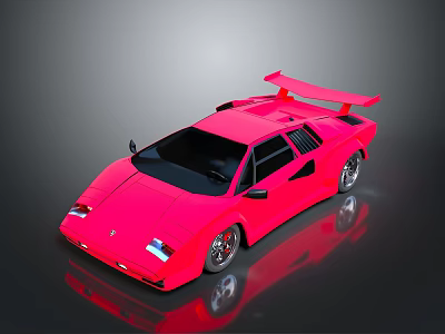 Pink Sports Car With Streamlined Design And Rear Spoiler On Black Surface 3d model