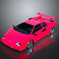 Pink Sports Car With Streamlined Design And Rear Spoiler On Black Surface