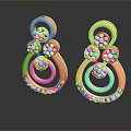 Elegant Golden Earrings With Circular Design White Pearls And Small Beads