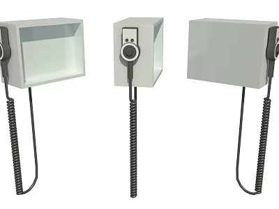 Multiple Industrial Equipment Units With Square Design Control Panel Knob Button And Coiled Cable 3d model