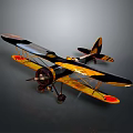 Vintage Biplane With Yellow Black Red Design For Space Aerospace