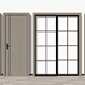 Modern Interior Swing Doors With Wooden Frames And Glass Insert Panels 3d model