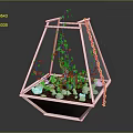 Green Plants Growing in Hanging Glass Terrarium with Small Stones and Soil