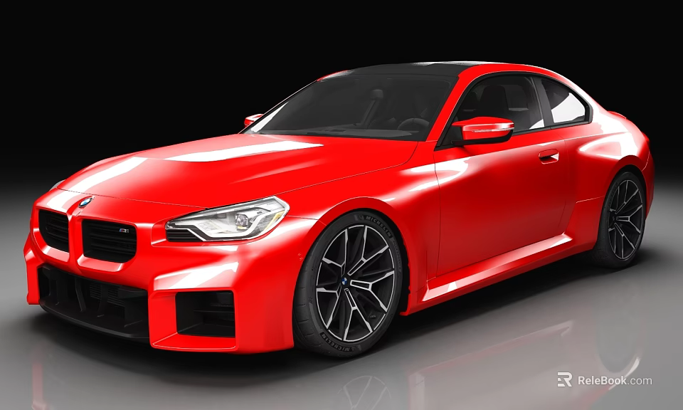 Red Sports Car With Two Door Design And Black Alloy Wheels Modern Look 3d model 