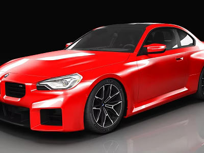 Red Sports Car With Two Door Design And Black Alloy Wheels Modern Look 3d model
