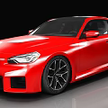 Red Sports Car With Two Door Design And Black Alloy Wheels Modern Look