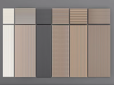 Various Striped Wall Paneling Designs In Multiple Colors For Home Interior 3d model