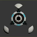 Advanced Cosmic Spacecraft Component With Circular Design And Blue Ring Structures