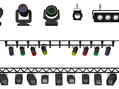 Modern Downlights And Spotlights Various Styles Track Mounted Lighting Fixtures 3d model